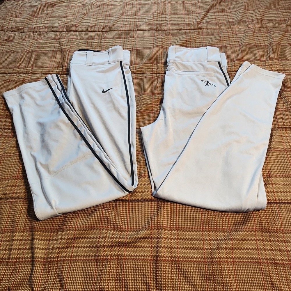 Nike Swingman Dri-Fit Men's Baseball Pants Size Small Gray/Black Stripe Two Pair